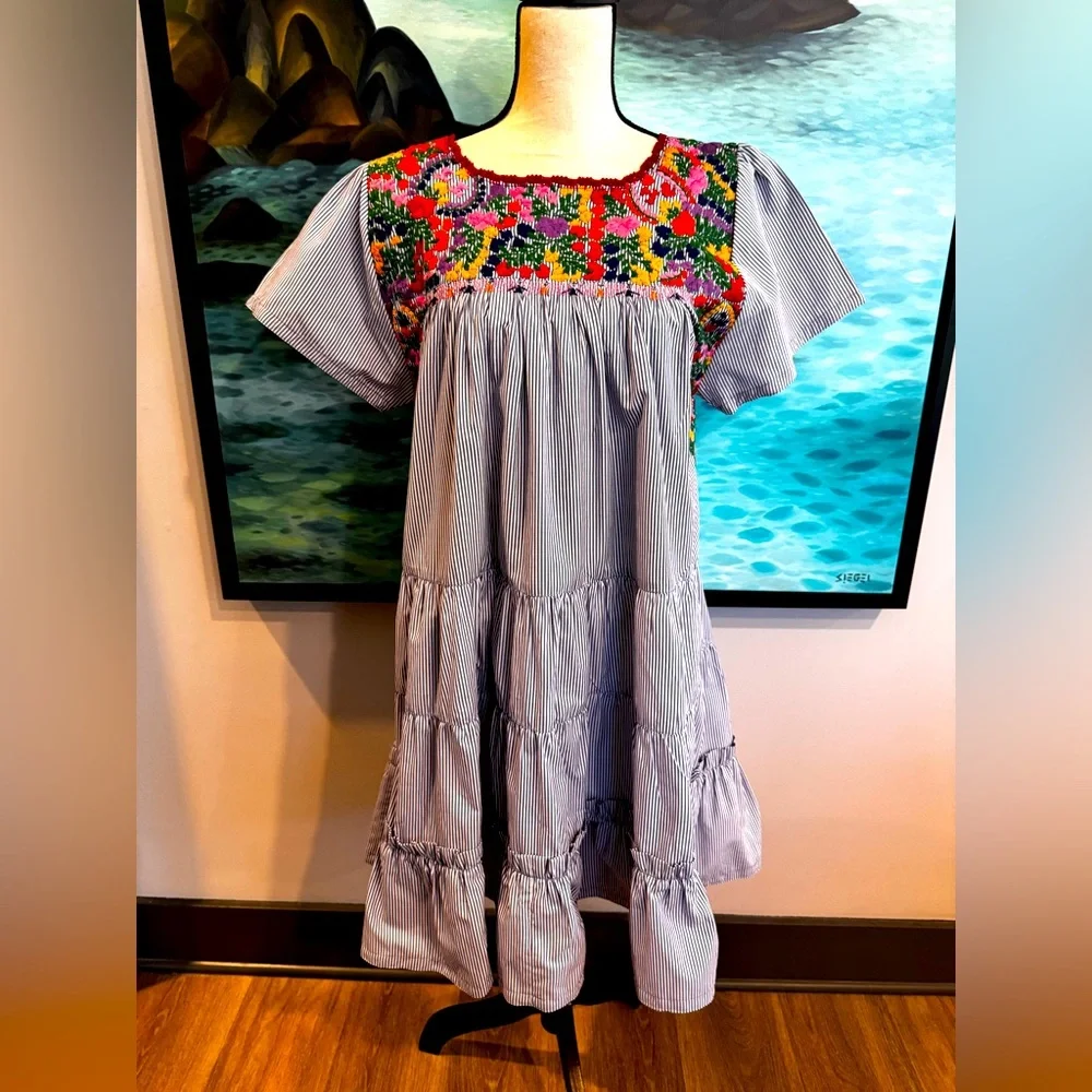 Mi Golondrina Multicolor Embroidered Dress - Picture 1 of 9